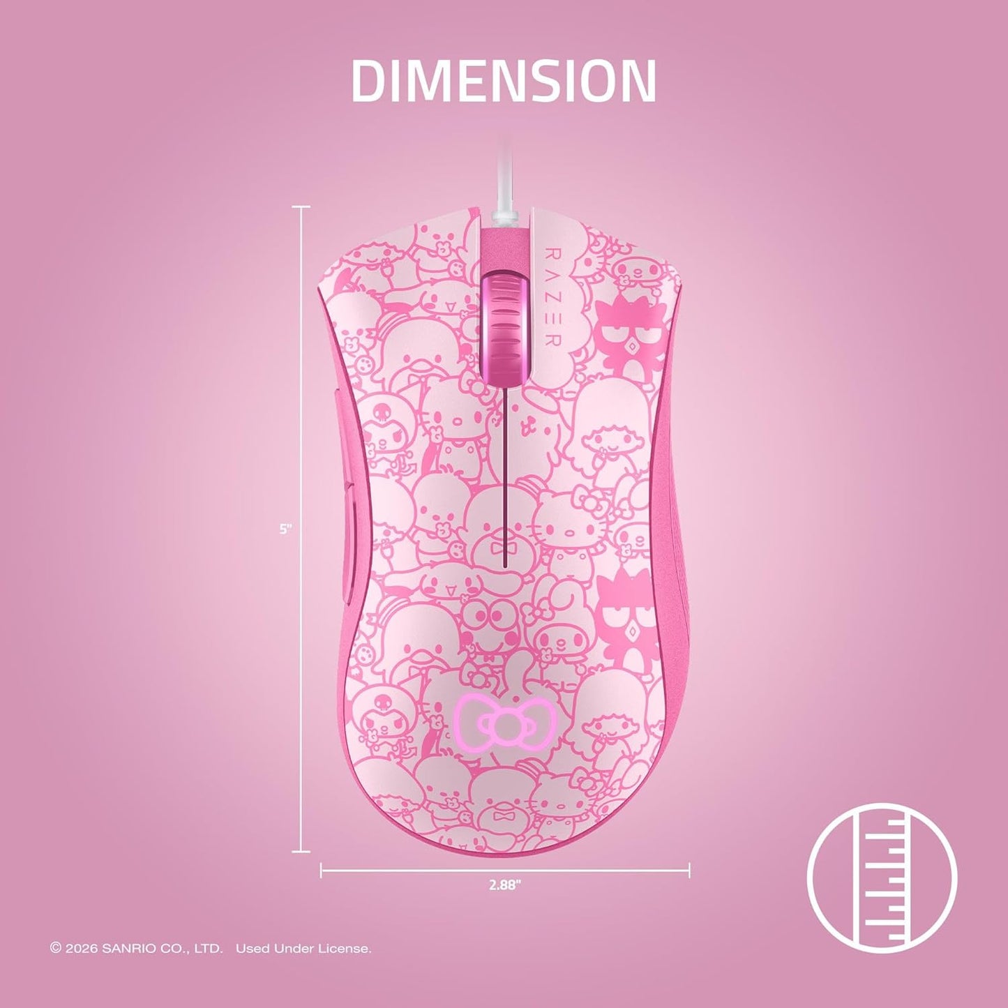 Razer DeathAdder Essential Gaming Mouse, Hello Kitty and Friends Edition | 6400 DPI Optical Sensor, 5 Programmable Buttons, Mechanical Switches, Rubber Side Grips