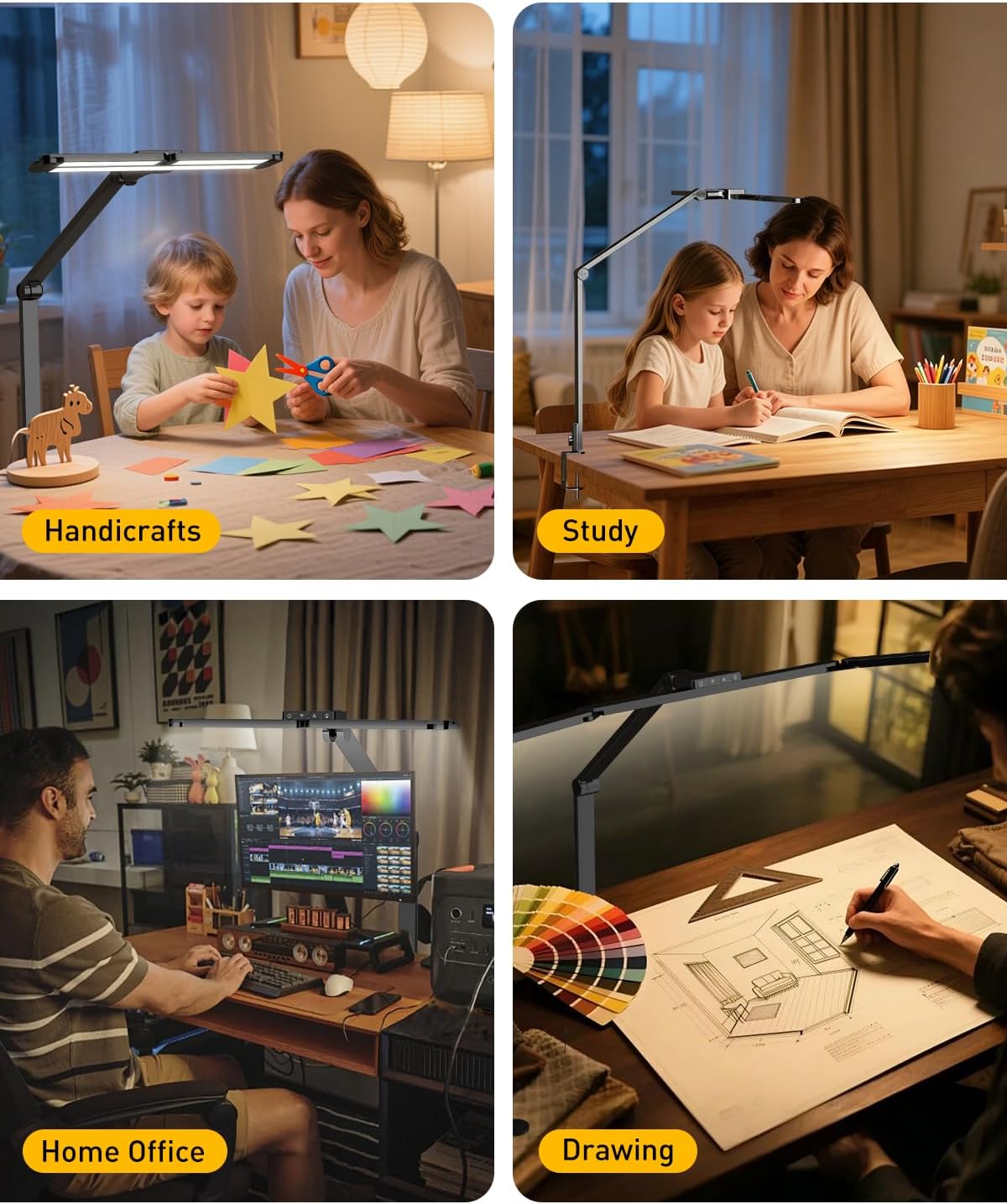 GUARDKING Adjustable LED Desk Lamp for Home Office with Clamp& Dual Control