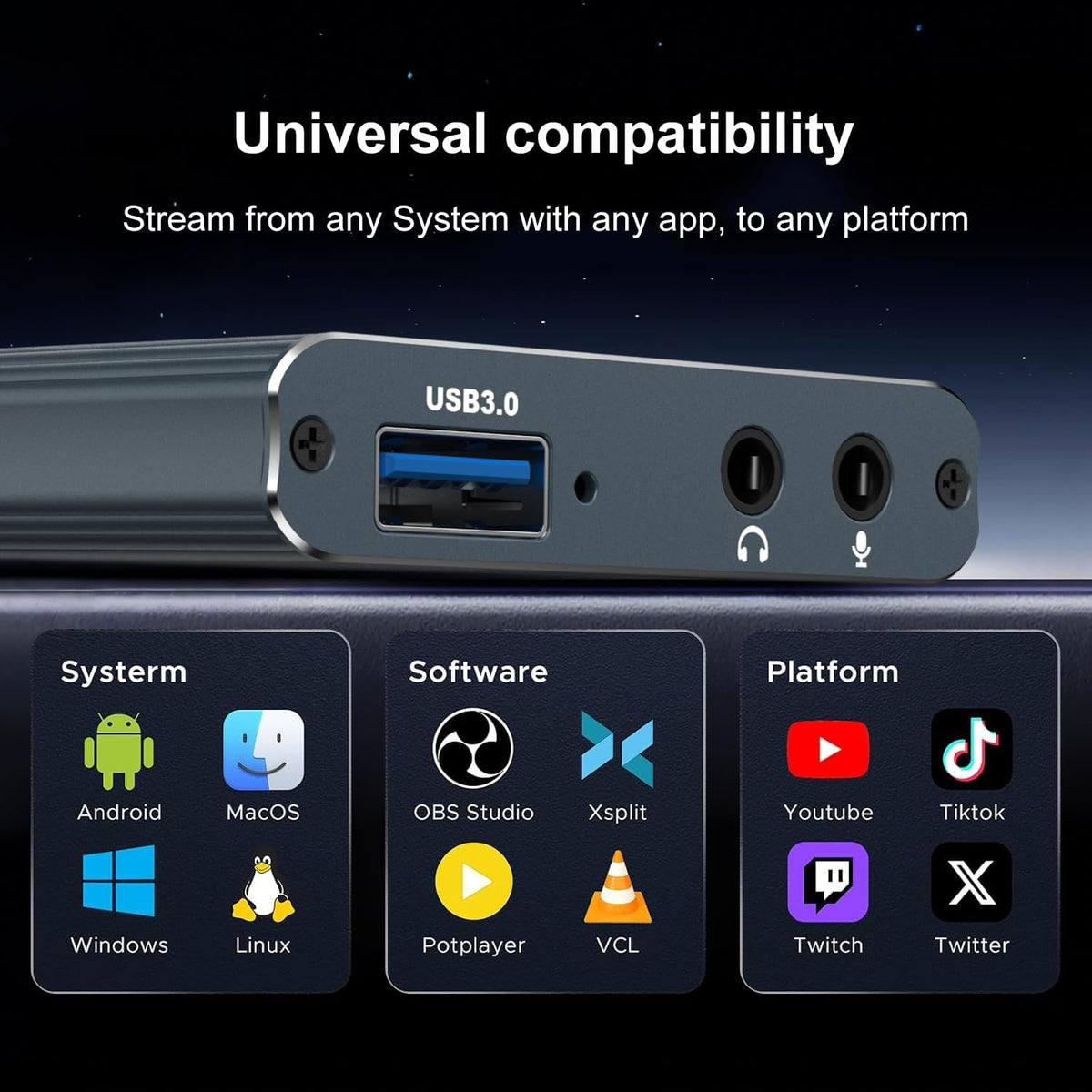 4k HDMI Capture Card for Streaming, Full HD 1080P 60FPS Capture USB 3.0 Game Audio Video Capture Card,for PS4/PS5/Xbox/Switch/OBS/Camera/PC/Laptop/Mac Plug and Play