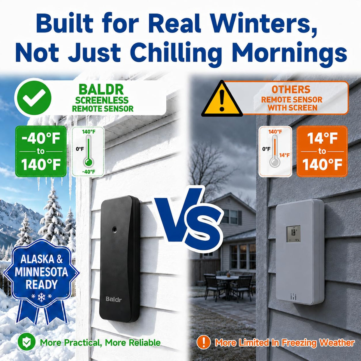 BALDR Wireless Indoor Outdoor Thermometer Weather Station Remote Sensor