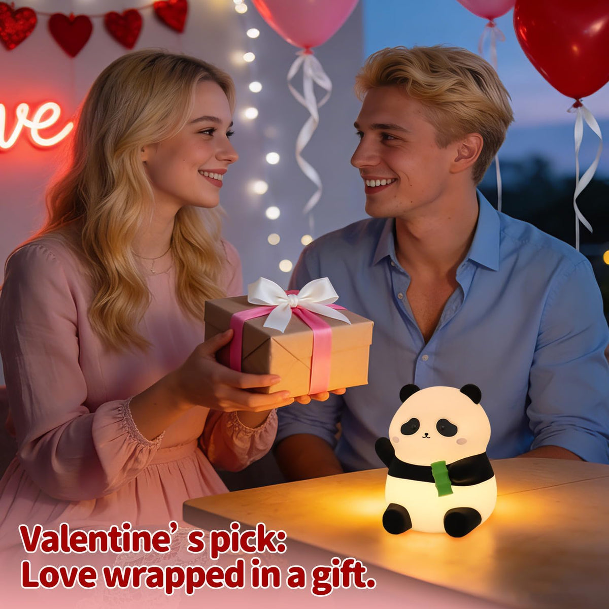 Rytinazzz Silicone Night Light for Kids, 50H Long Battery Panda Lamp, Gift for Kids, Soft Dimmable Bedside Light, Rechargeable Tap Control