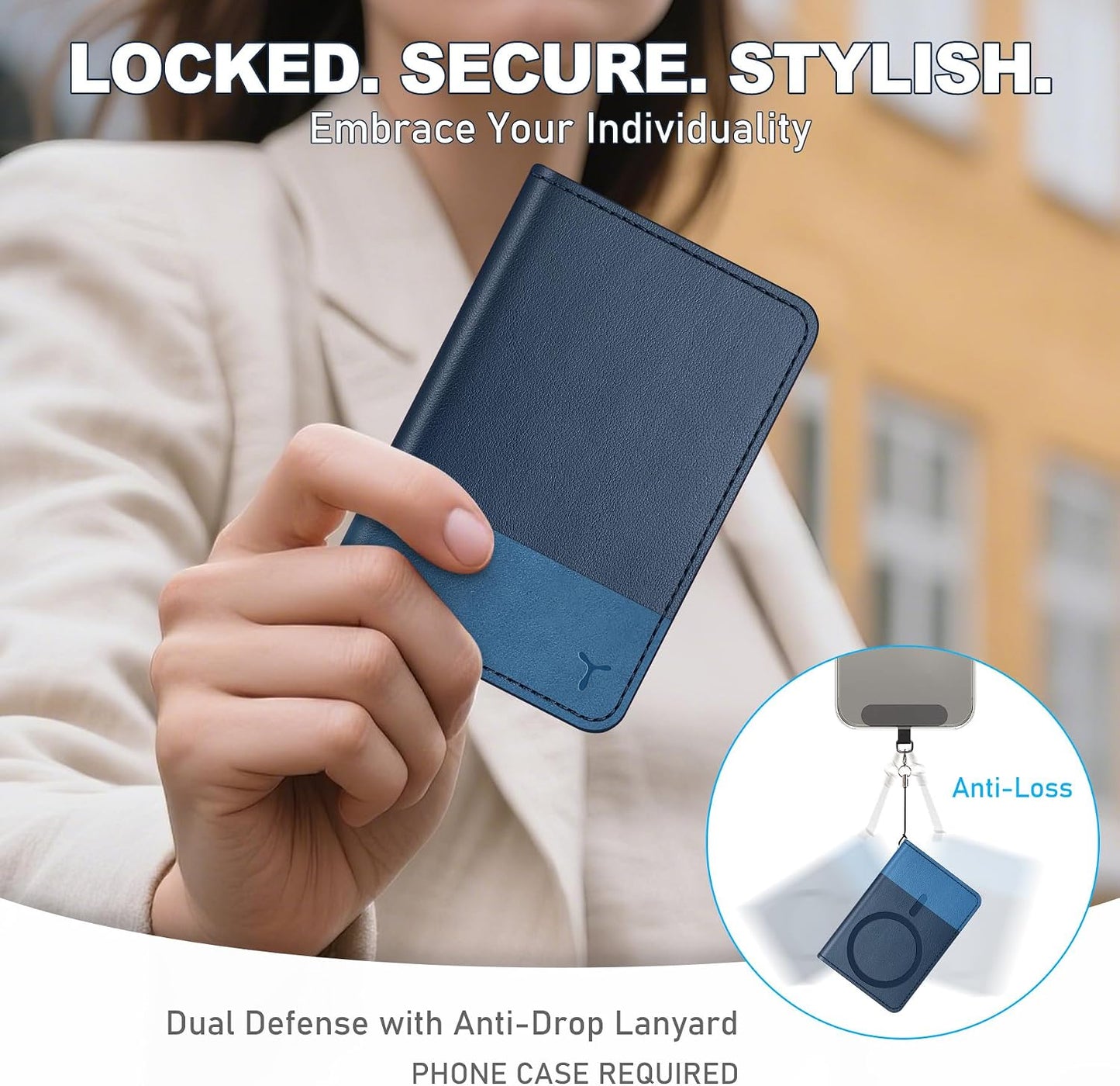 TUCCH Magnetic Wallet for Magsafe iPhone, 6 Card Holders, Blue & Light Blue | for iPhone 17/17e/16/15/14/13/12 Pro/Pro Max/Plus, RFID Blocking, Flip Card Case, Clear ID Window, PU Leather