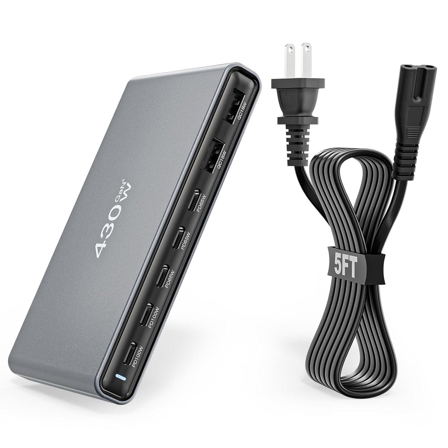 GaN5 430W USB C Charger Block Charging Station,Apple 7 Port Fast Charging Block with Dual 100W USBC Multiport Adapter TypeC & USBA Desktop Charger for iPhone17/16/15/14/13/Pro Max/MacBook Pro/Air/iPad