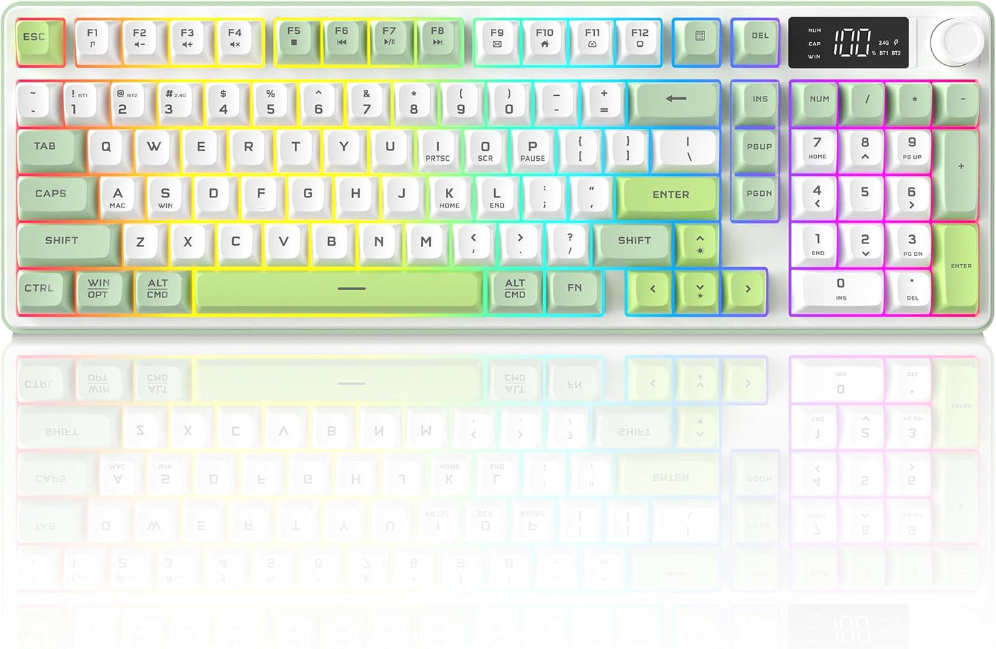 KimHong Wireless Keyboard, Quiet Keyboard for Work, Creamy Keyboard with Number Pad, RGB Gaming Keyboard, Tri-Mode BT5.0/2.4GHz/USB-C, 98 Keys, for PC, Mac, Gaming Console