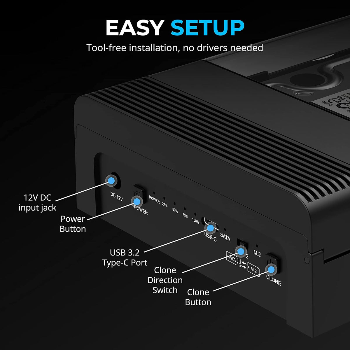 SABRENT Lay Flat NVMe & SATA HDD/SSD Dock, USB-C 10Gbps (DS-UFNC)