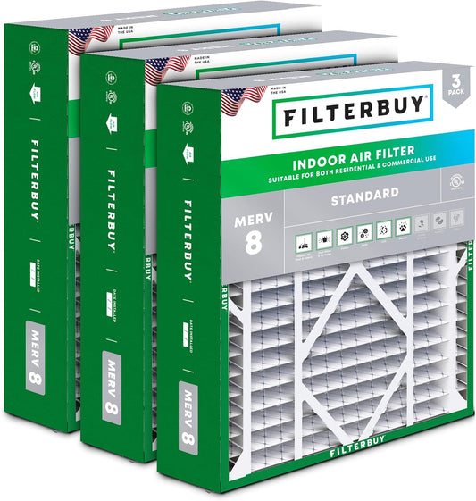 Filterbuy 20x26x5 Air Filter MERV 8 Dust & Allergy Defense (3-Pack)