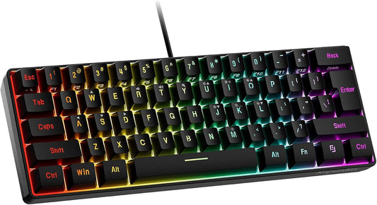 Snpurdiri 60% Wired Gaming Keyboard, 61 Keys RGB (Black)