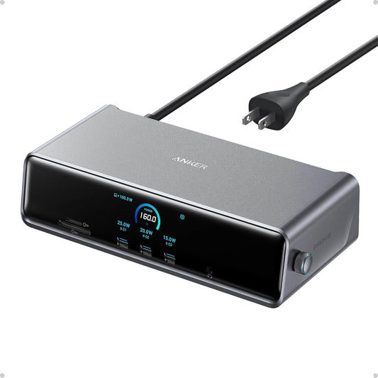 Anker Prime Docking Station (DL7400), 14-in-1 Triple Display, DisplayLink | 140W Max, Smart Display, Triple 4K@60Hz (2 HDMI+1 DP), for Windows Laptops (The Latest DisplayLink Driver Must Installed)