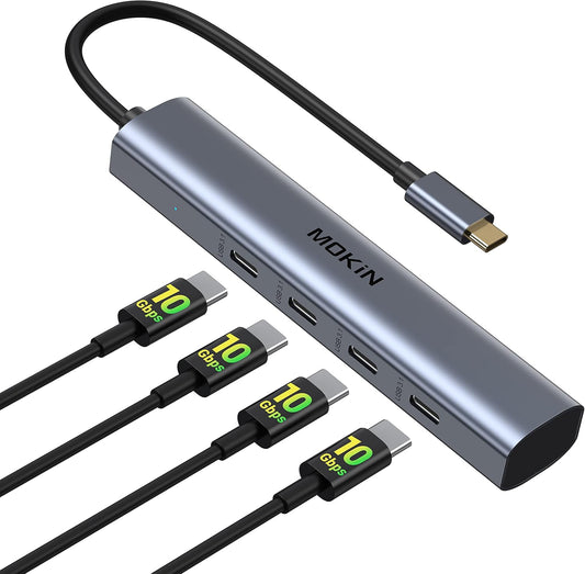 USB C Hub,10Gbps USBC Splitter for Laptop,4 Ports USB C to USBC Hub Multiport Adapter for MacBook Pro/Air,iPad,Phone,Surface Pro,Chromebook, Dell, HP, Lenovo,etc (Not Support Charging/Extend Monitor)