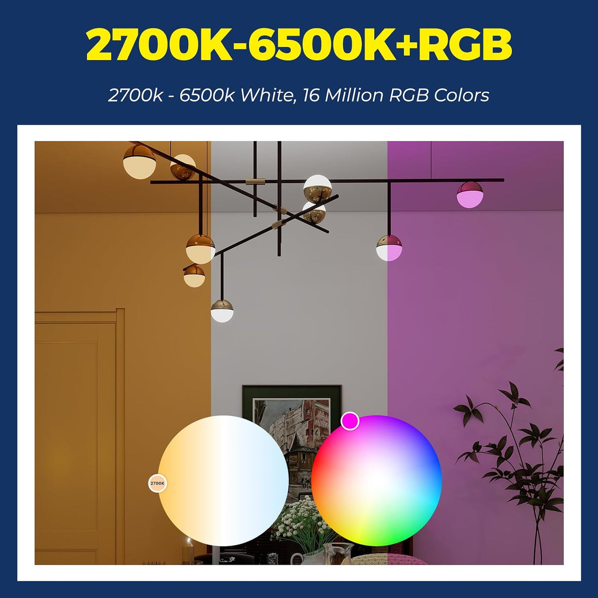 Lightinginside E12 Smart Light Bulbs Work with Alexa/Google Home, 4PCS