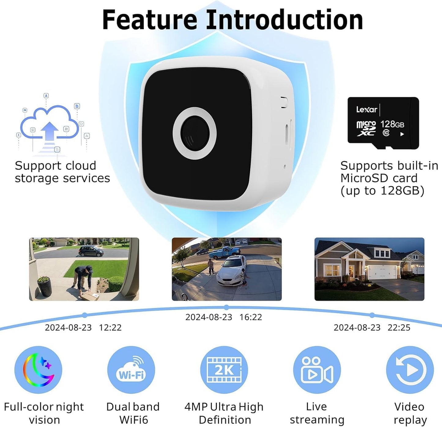 SOIADV 2.5K Window Camera Wireless,No-Drill Install,2.4GHz & 5GHz WiFi Indoor Cameras for Home Security,AI Human Detection, 6s Pre-Roll, Battery Powered,4MP Color Night Vision,SD/Cloud