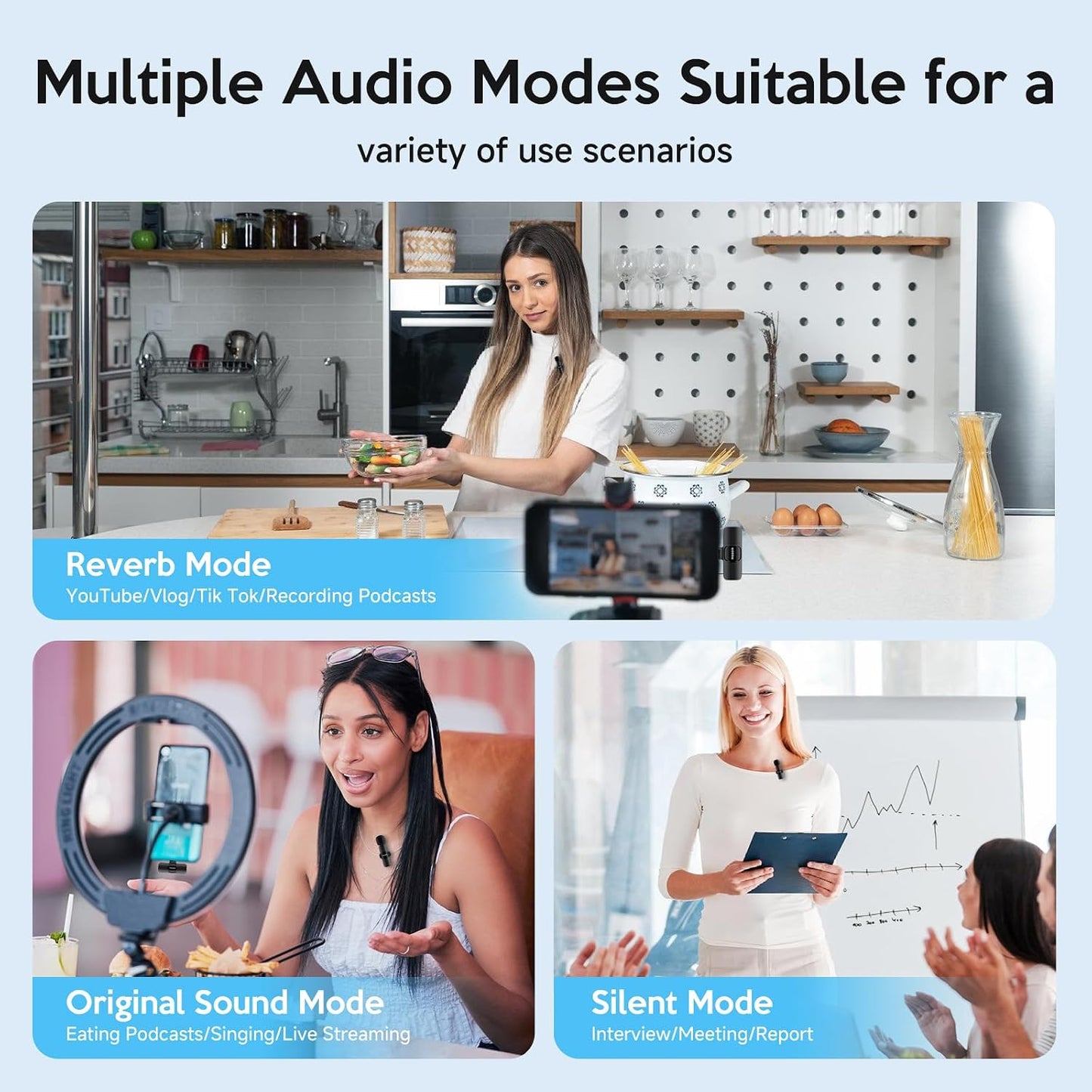Wireless Mini Microphone for iPhone/Android:Lapel Microphone for Video Recording,Plug and Play,Live Streaming and Podcasting-Textured Black