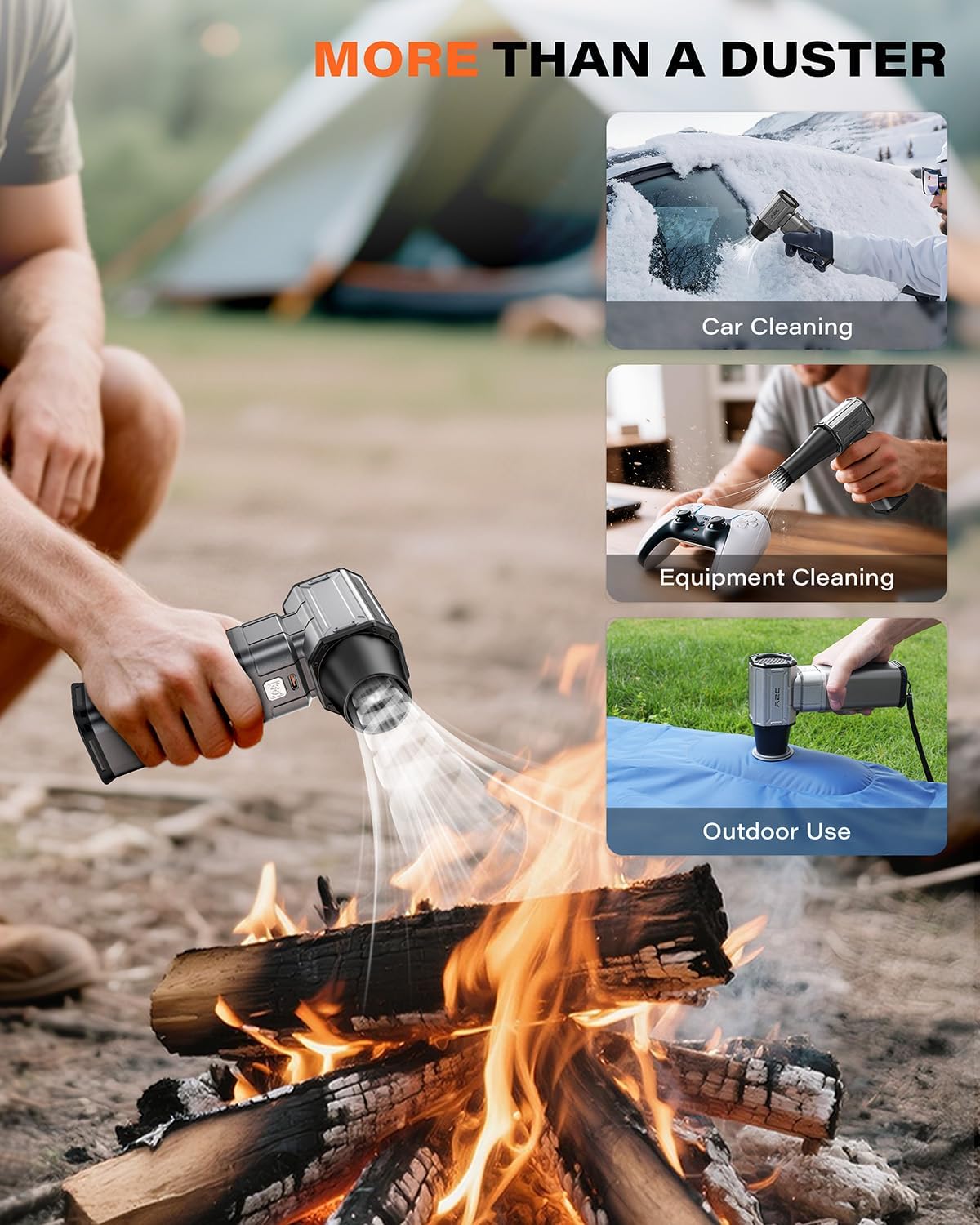 A2C Cordless Mini Air Blower - Upgraded 40mm Motor, 450g Powerful Airflow | Compressed Electric Air Duster, Rechargeable & 4-Gear Adjustable Snow Blower for Car/House/Outdoor/Keyboard/Computer/PC