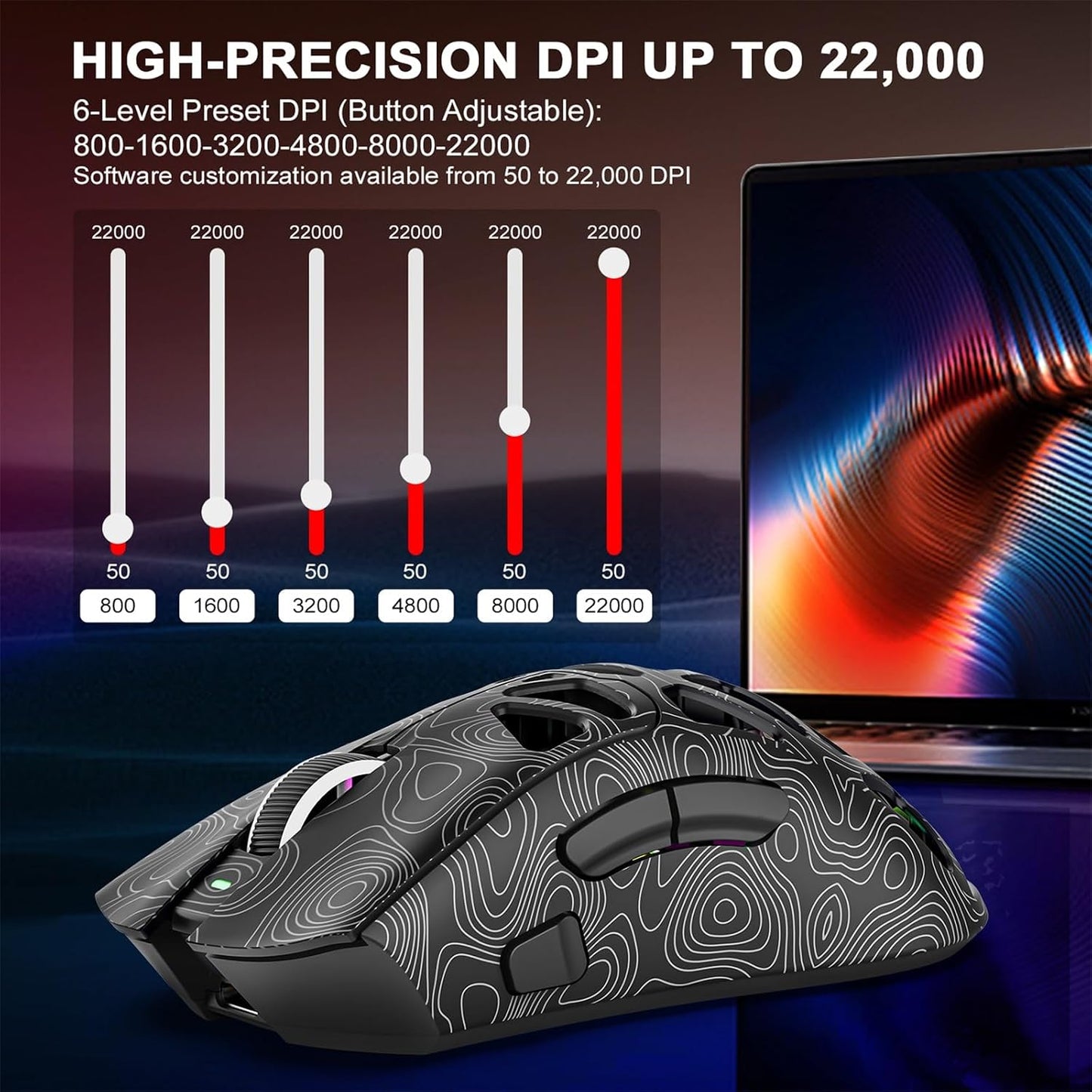 G11 Lightweight Wireless Gaming Mouse for FPS & Competitive Gaming, Tri-Mode Bluetooth 5.1/2.4GHz/USB-C, 22000 DPI RGB Mouse with Programmable Buttons for PC, Laptop & Mac