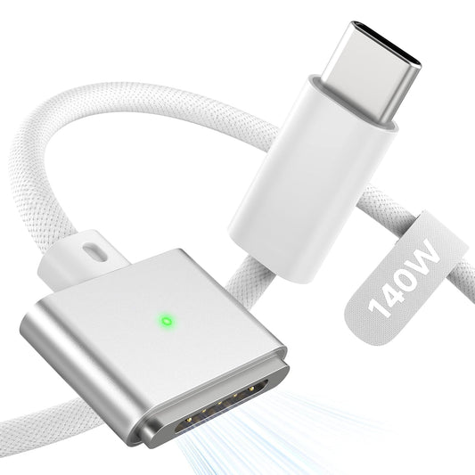 LUCMO Magnetic 3 Cable 6.6 FT for M5/M4/M3/M2 MacBook Air Pro Charger | 140W Fast Charger USB C Cord for MacBook Air (13"/15" 2022-2026), Pro (16"/14" 2026/2025/2024/2023/2021), White