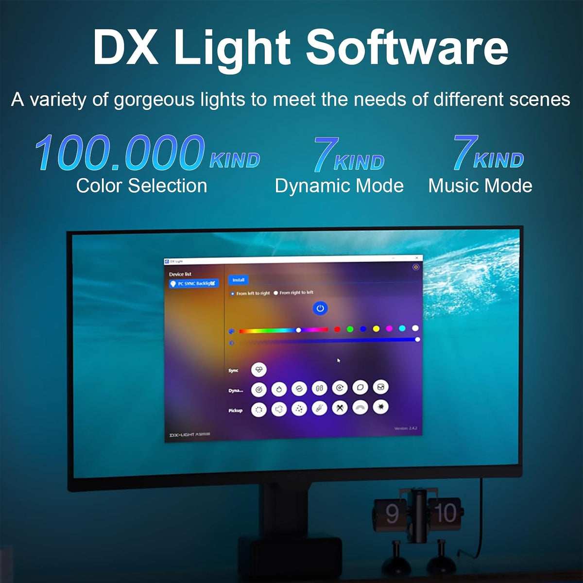 MIHEAL Gaming Monitor Light, Backlight with Screen Color sync Effect for 24inch Computer Monitor, Compatible with Windows