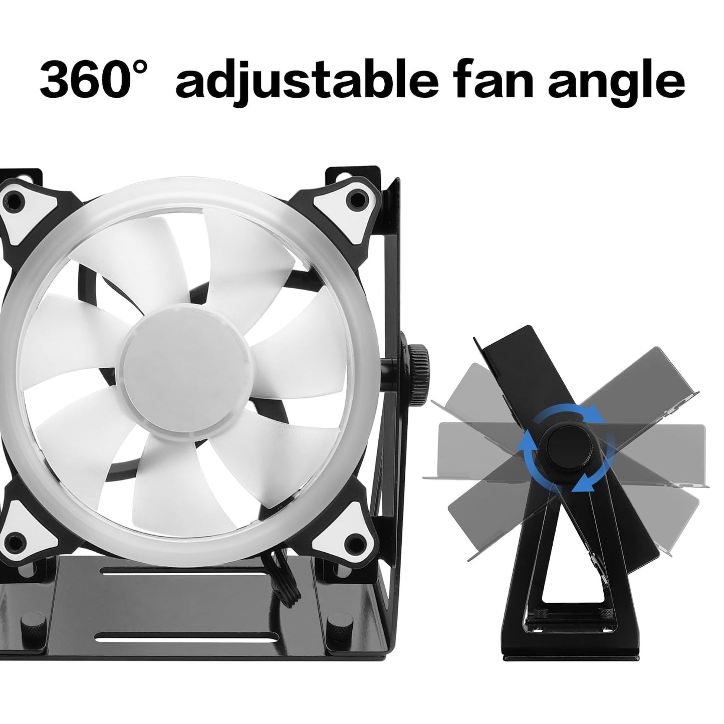 YAODHAOD Multi-Purpose Desk Fan Stand Mount for 120mm PC Computer Fans,360° Adjustable Desk Cooling Fan,Heavy-Duty Solid Metal Bracket,Flexible Airflow Direction for Laptop, Router, Modem, Electronics