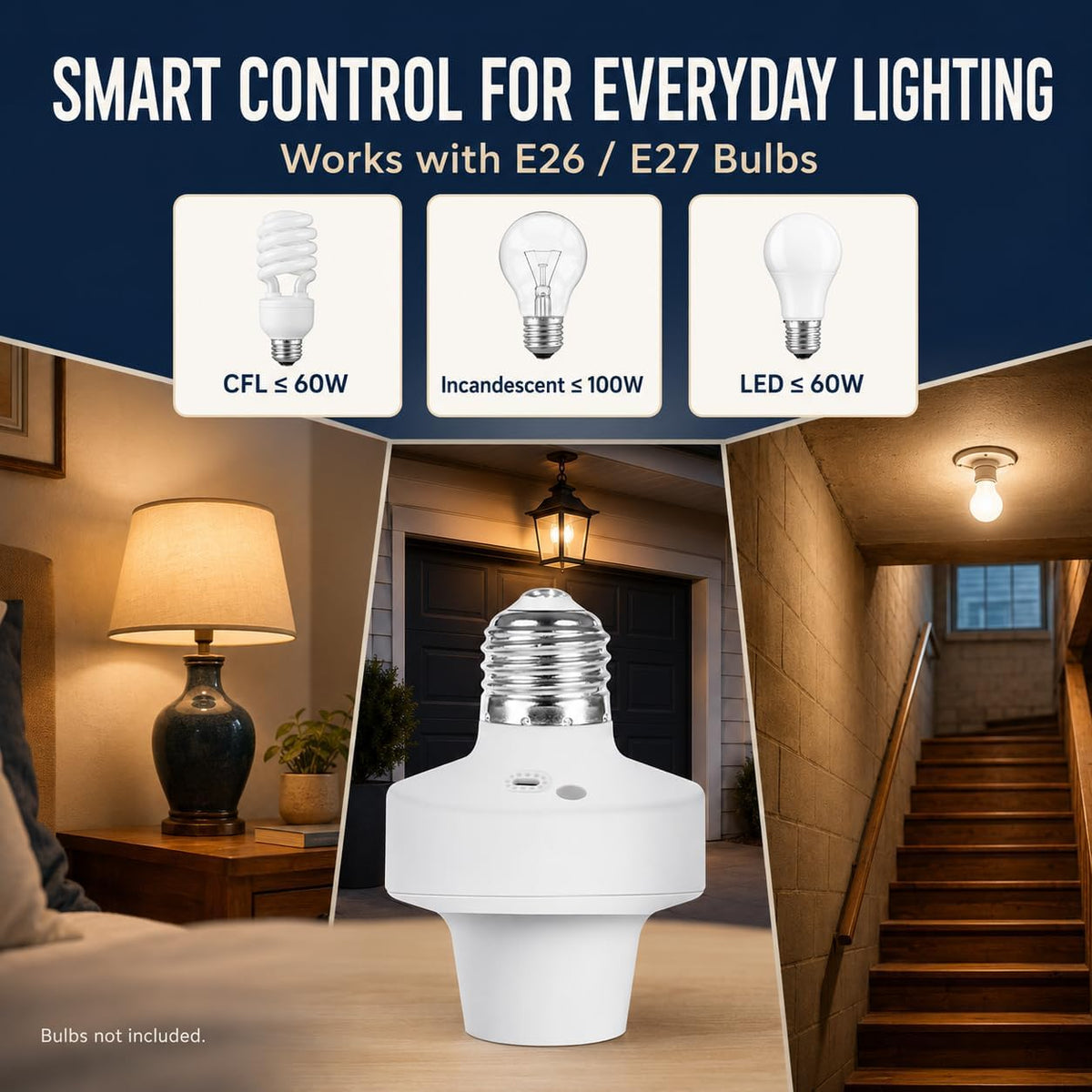 QIACHIP Ewelink 2.4G Wireless Remote Control Light Socket E26 E27 Bulb Socket Adapter, Bluetooth Smart Lamp Holder,Support APP Timing Delay (2 Socket + 1 Switch)