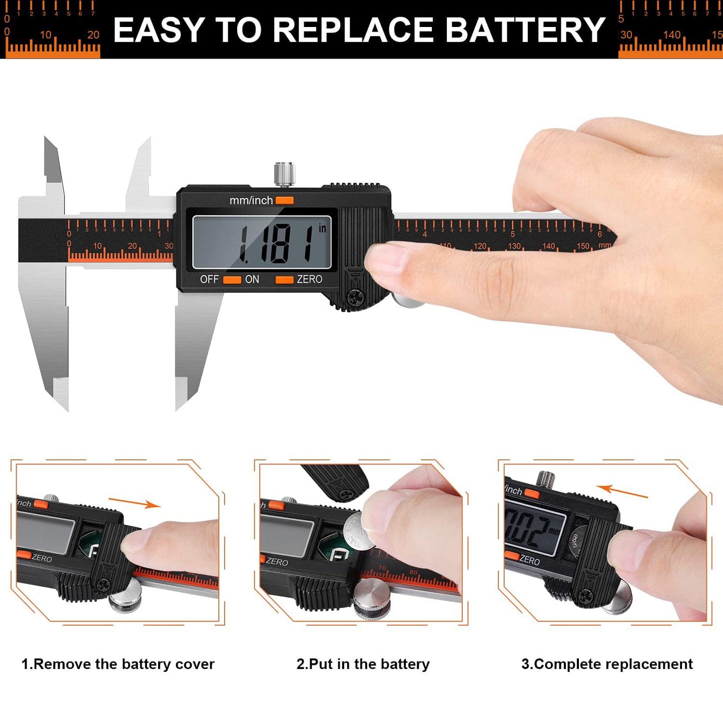 HARDELL Digital Caliper 6 Inch, Caliper Measuring Tool with Large LCD | Stainless Micrometer Calipers, Inch/mm Conversion, 4 Modes, Auto-Off and Sturdy Case. For DIY, 3D Printing and Jewelry