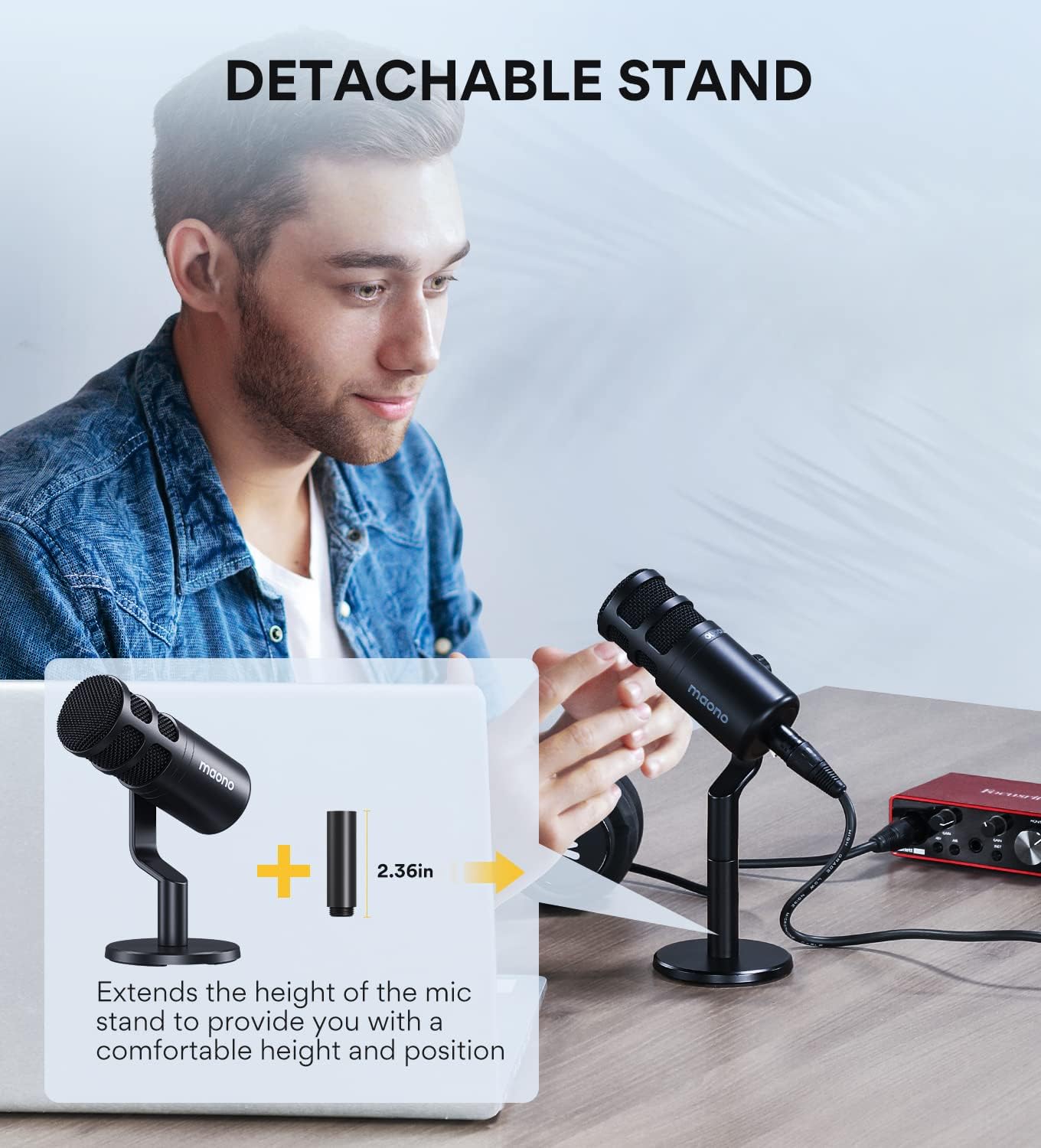 MAONO PD100 XLR Podcast Microphone, Cardioid Studio Dynamic Metal Desk Mic | Compatible with Audio Interface, Audio Mixer, Sound Card for Vocal Recording, Streaming, Voiceover, Music, Content Creation