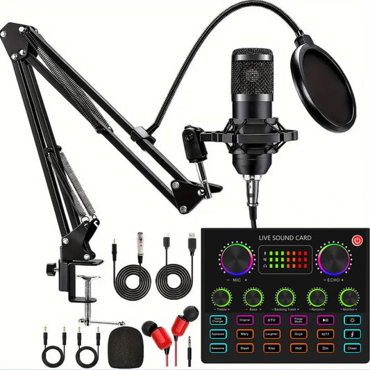 sktome Podcast Equipment Bundle, V8max Voice Changer with Podcast Microphone Bundle - Studio Condenser Microphone Perfect for Podcasting, Recording, Singing, Streaming and Gaming