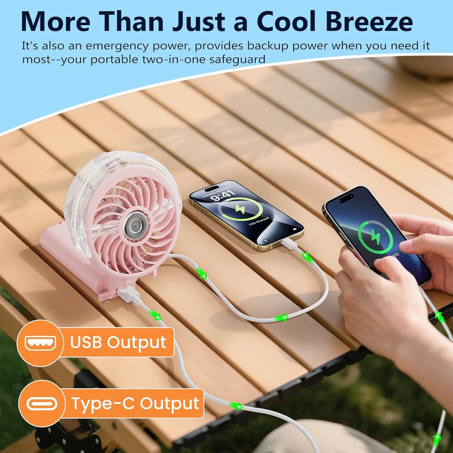 HandFan 5200mAh Upgraded Handheld Misting Fan, Personal Mister Fan, Spray Water Mist Fans USB Rechargeable, Electric Mini Cooling Ice AC Fans for Summer Beach Travel Gifts for Women(Pink)