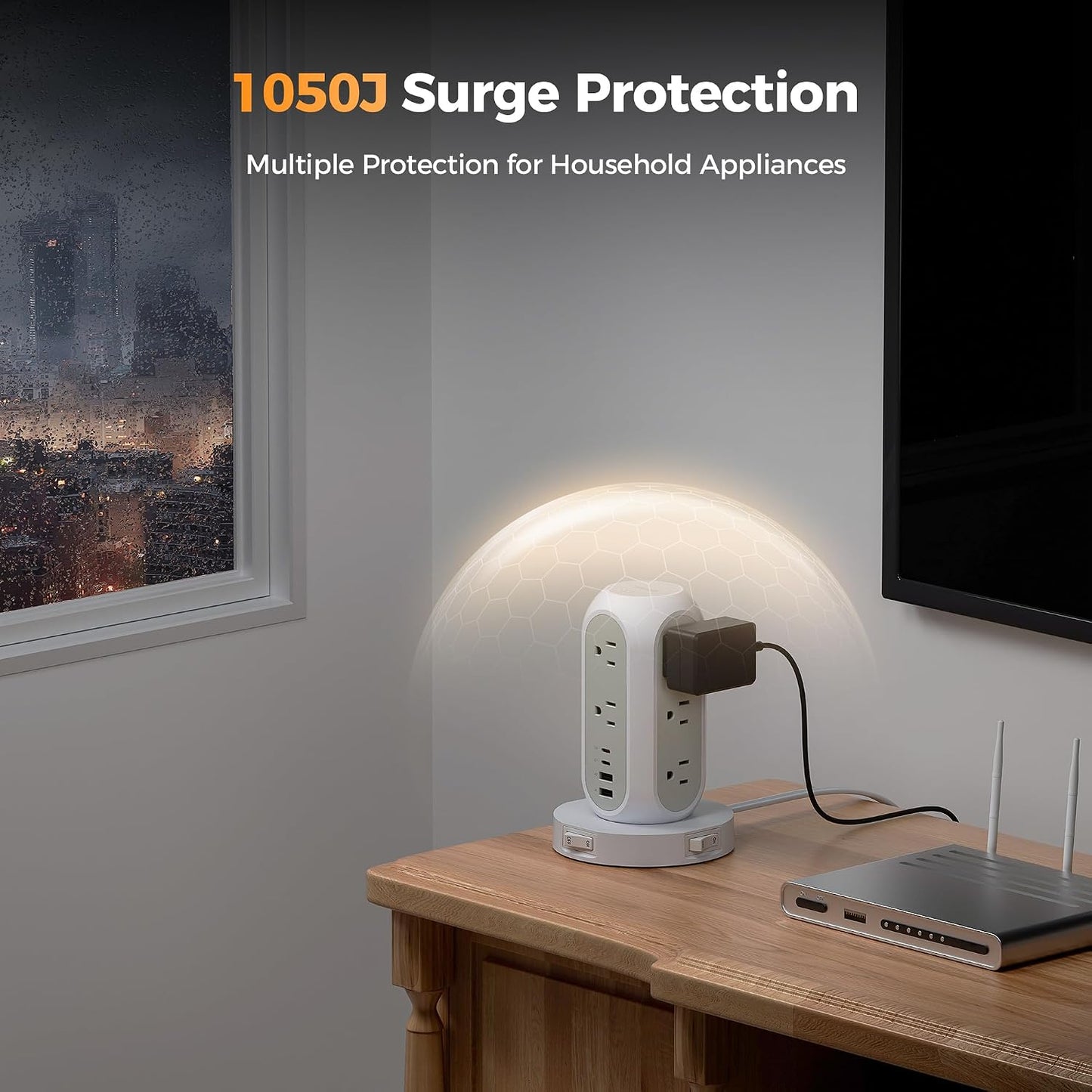 TESSAN Surge Protector Power Strip with 1050J, Individual Switches, 6 Ft | 11 Outlets, 4 USB Ports (2 USB C), Flat Extension Cord, 20W Charging Station for Multiple Devices, for Office, Dorm Room