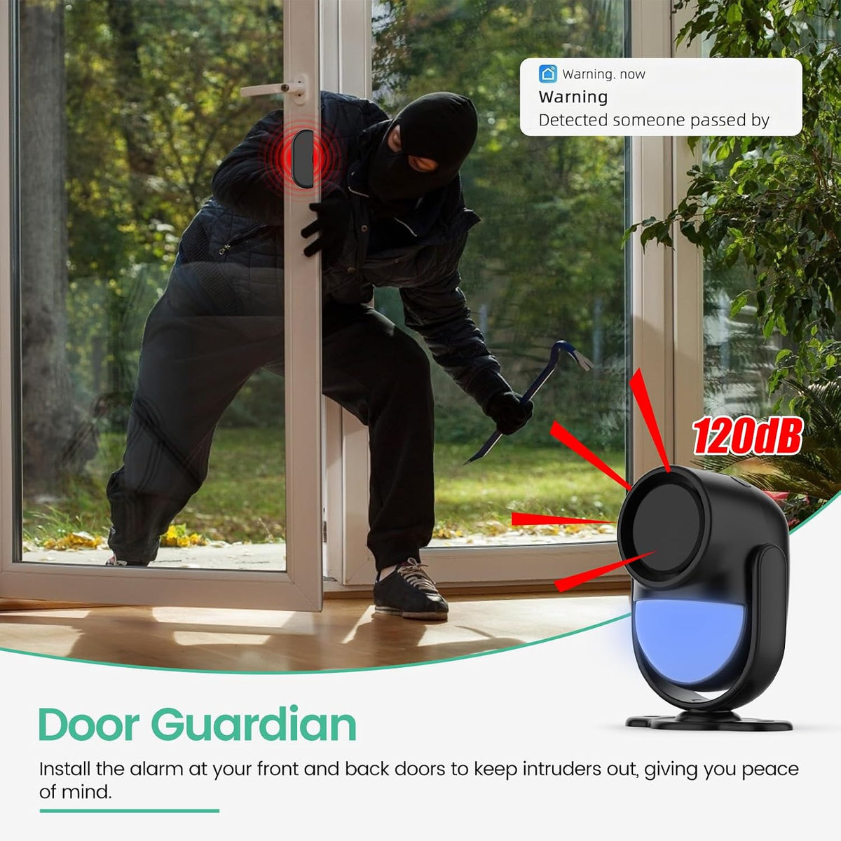 Home Alarm System，2.4G WiFi PIR Motion Sensor Alarm, Wireless DIY Smart Door/Window Alarm for Home Security with Phone APP Alert 4-Piece Kit（2Door Window Sensor），for House Apartment Office,Black