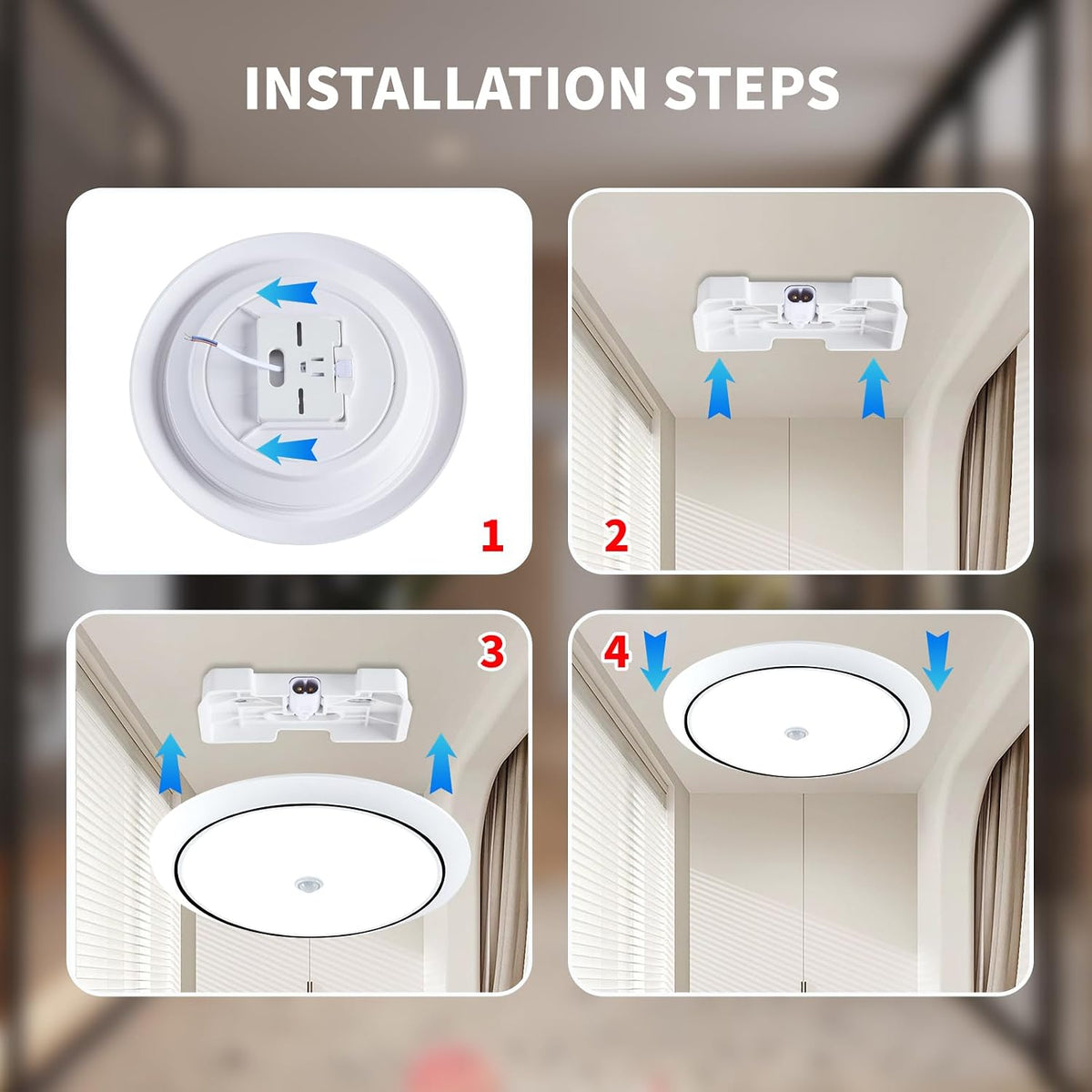 Motion Sensor Ceiling Light Wired, 12 Inch Flush Mount Ceiling Light 6500K Closet Lights, 18W LED Motion Sensor Light Indoor for Stair Closet Porch Hallway Laundry