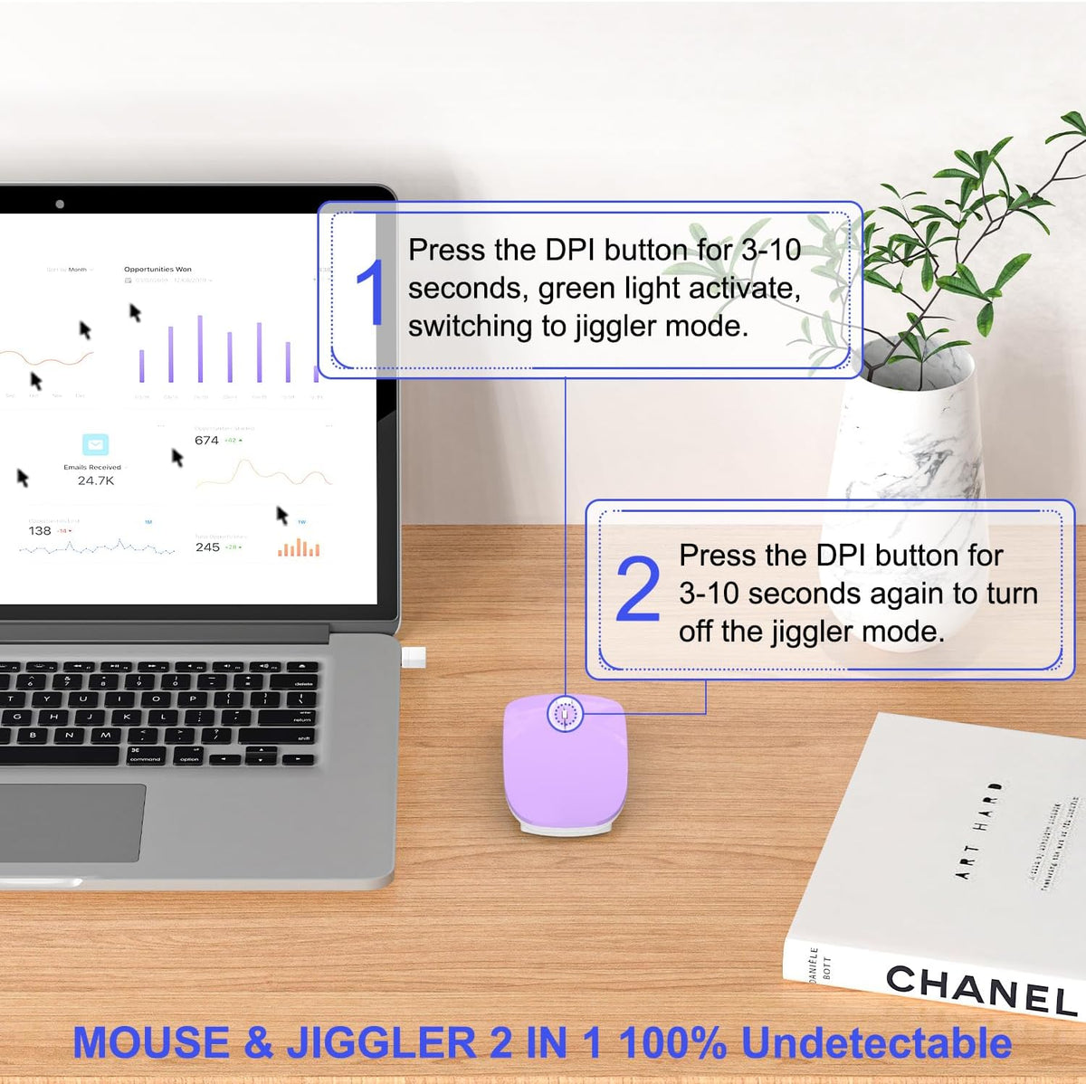 Bluetooth Wireless Mouse for MacBook Air Mac Pro Laptop Computer iPad Pad PC Laser Optical Rechargeable Mini Slim Silent Mouse Widely Used Desktop Hp iMac (Purple)
