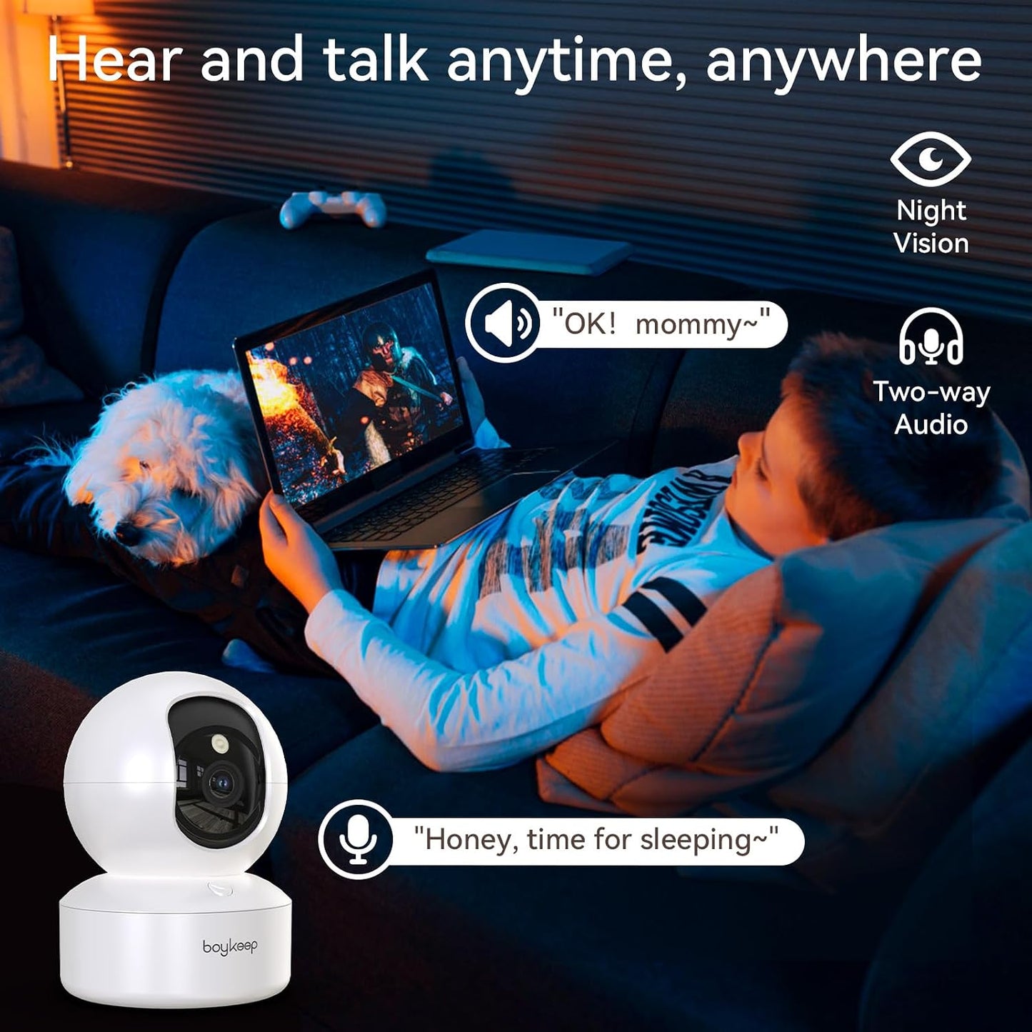 BoyKeep Indoor Camera - 2K Pet Camera, 5G/2.4GHz WiFi Cam for Baby Monitor with Phone App, 360° Pan & Tilt, 2-Way Audio, Color Night Vision, New for 2026 with 12s Free Cloud Storage