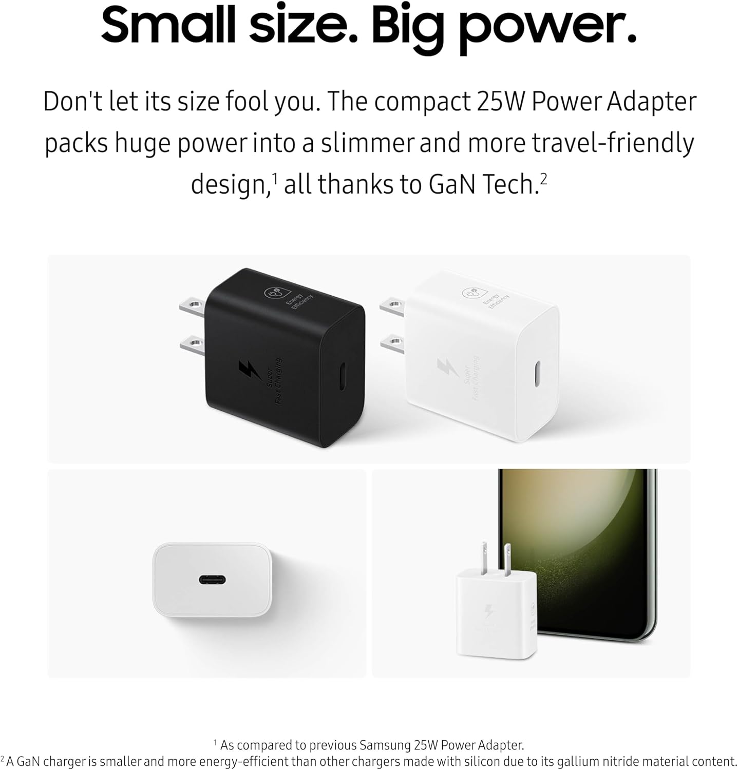 Samsung 25W Wall Charger Power Adapter with Cable, Super Fast Charging, Compact Design, Energy Efficient, Compatible with Galaxy and USB Type C Devices, Black