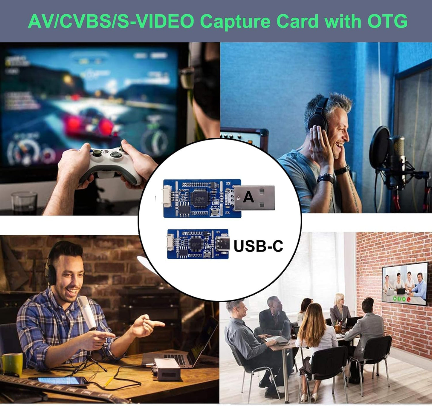 VHS to Digital Converter, RCA to USB-A Video Capture Card for VCR Hi8 DVD | AV/CVBS Capture Card 1080P30/720P60, Plug-and-Play for VHS, VCR, DVR, DVD, Hi8, Mini DV, Camcorder &amp; Tape Recording