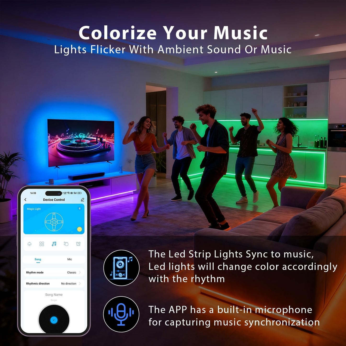 DAYBETTER LED Strip Lights 150 ft, Smart LED Lights for Bedroom, Bluetooth Led Light Strips with Remote, App Control, DIY Colors, RGB Color Changing LED Strip Lighting Music Sync, Party, Room Decor