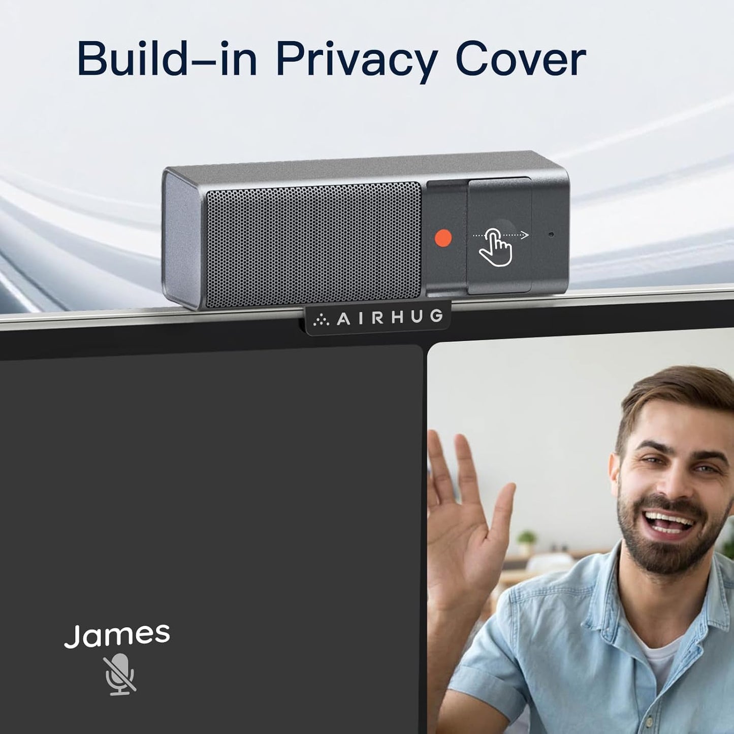 AIRHUG 3 in 1 1080P Webcam with Microphone & Speaker | Built-in Privacy Cover, USB Camera, Video Conferencing/Online Class/Gaming Live