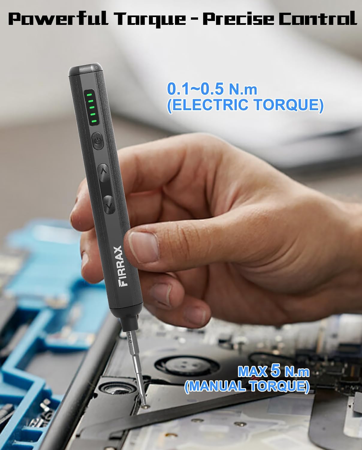 Mini Electric Screwdriver, FIRRAX 76-in-1 Electric Precision Screwdriver | 5 Torque Settings, 64 Bits, LED Lights, Power Screwdriver Repair Tool Kit for PC Phone Camera