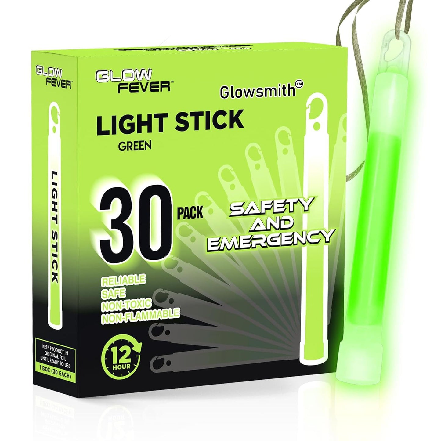 Glow Fever Emergency Safety Military Grade Glowsticks; 10PCS, 6" Ultra Bright Glow Sticks with 8 Hours Duration. Great for Hiking, Party, Camping, Blackouts, Hurricane and Survival Kits (Blue)