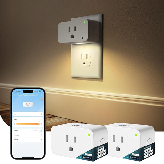 Linkind Matter Smart Plug, Work with Apple Home, Alexa, Google Home, 2 Pack
