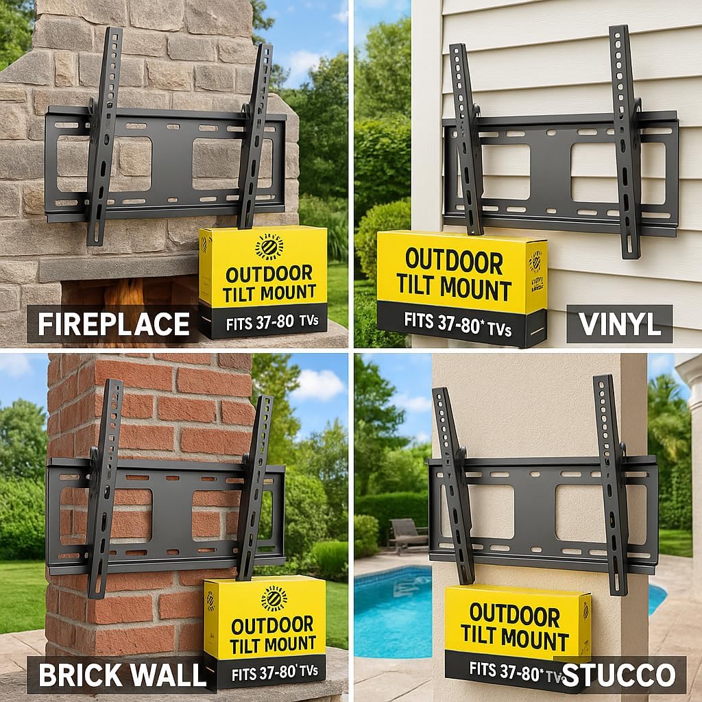 ZeboZap ZZTVT8064 Outdoor TVmount Weatherproof Holds Upto 80 Inch TV on Vinyl Siding, Stucco, Brick & Stone | Holds 154lbs