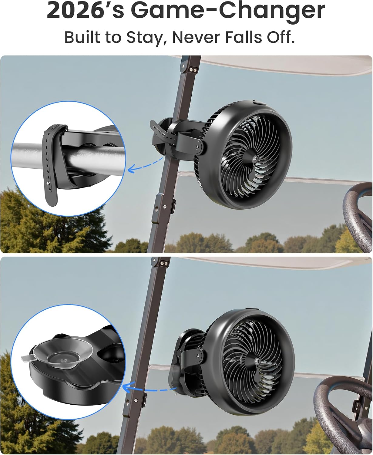 Koonie 8'' 10000mAh Battery Operated Misting Fan with Max. 48 Hrs Runtime | Portable Mist Desk Fan with Clip, 3 Speeds, 2 Spray Modes, 200ML Tank for Golf Cart Home Office Travel Camping Stroller