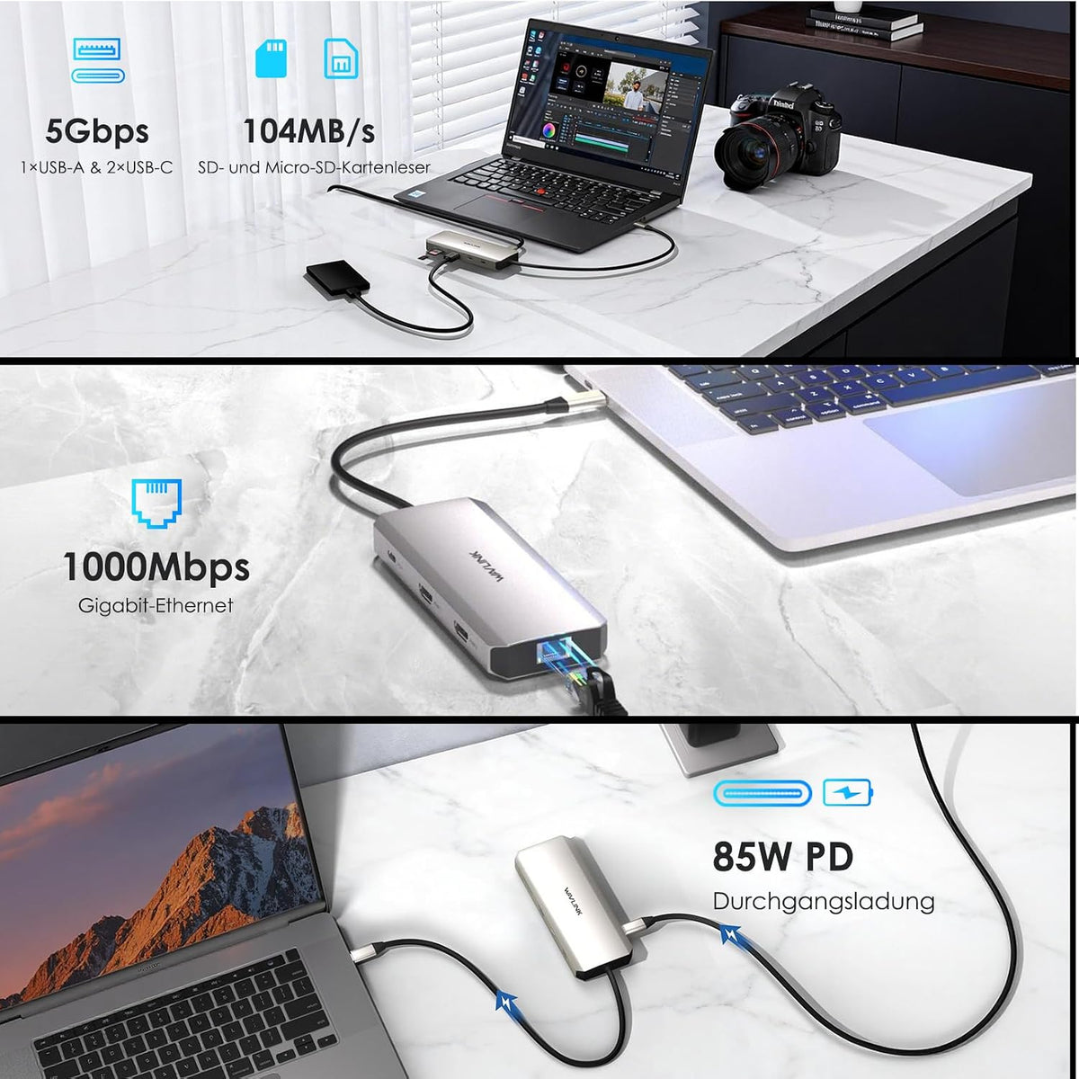 WAVLINK Laptop Docking Station, WAVLINK Docking Station Dual HDMI