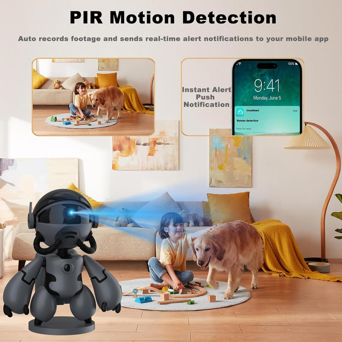 2K Indoor Camera Robot, 5G/2.4G WiFi Indoor Cameras for Baby Pet Monitor