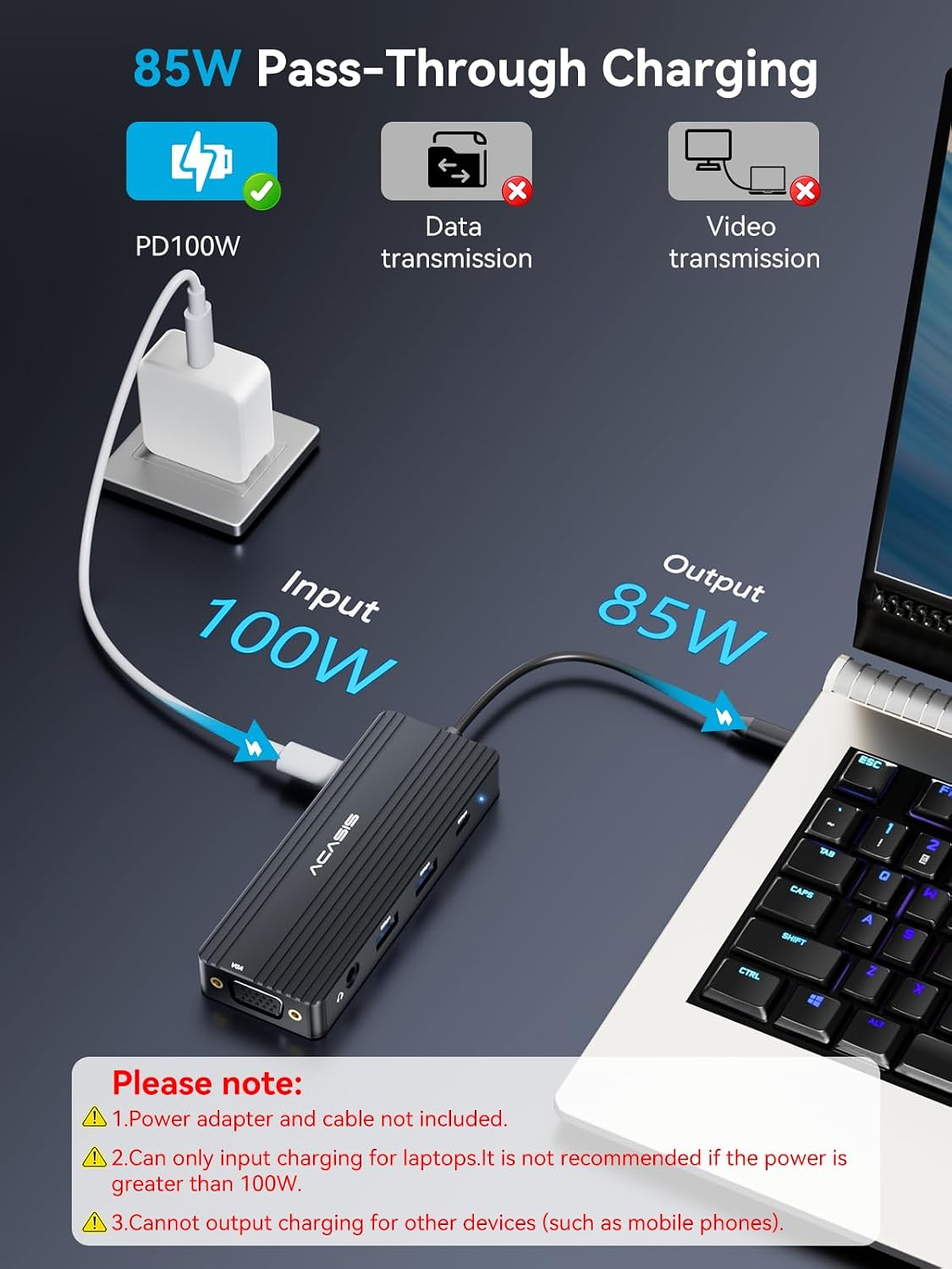 ACASIS USB C Docking Station Dual Monitors,8-in-1 Laptop Docking Station with Dual Monitor 2*HDMI +VGA +3 * 5G USB-A/C+3.5MM Audio+PD100W, Laptop Dock for Dell/HP/Lenovo ThinkPad（Black）