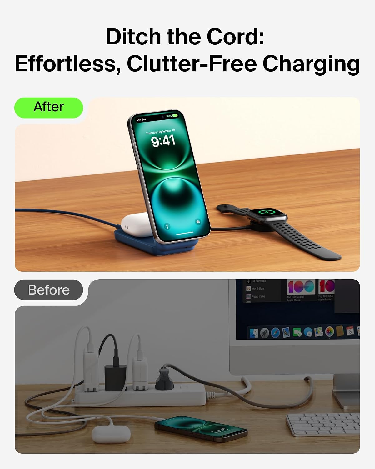 Belkin Qi2.2 25W Wireless 2 in 1 Foldable Fast Charging Station for iPhone | Fast Charging, MagSafe Compatible, iPhone 17/16/15, AirPods, Travel Charger, Magnetic