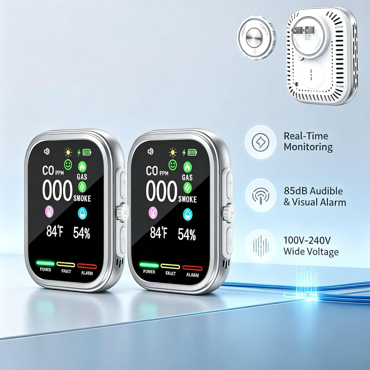 Plug in 6 in 1 Environment Temperature and Humidity Device 2Pack