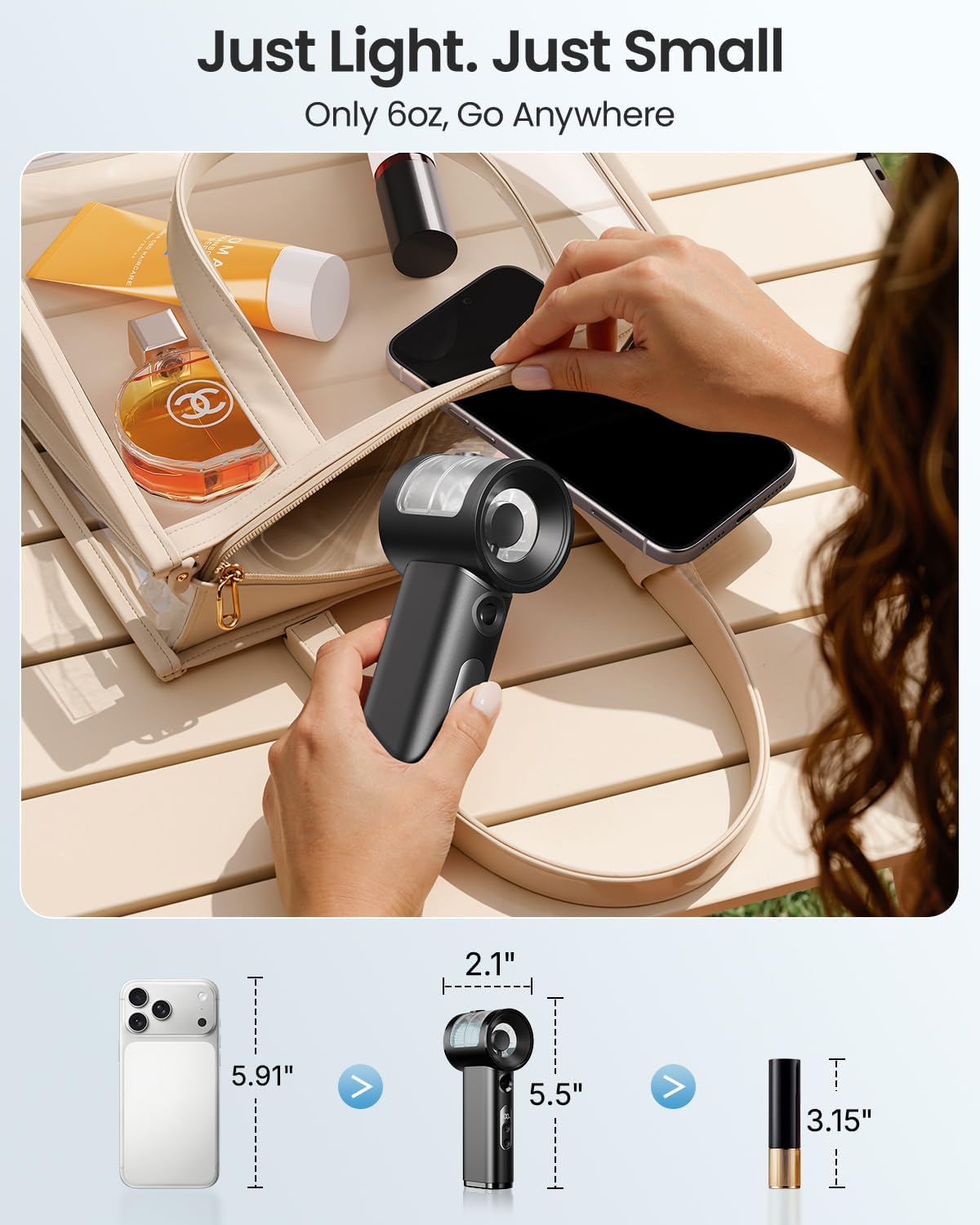 SWEETFULL Handheld Misting Fan Portable - 5000mAh Rechargeable Battery, Powerful Turbo Personal Mister Fans, 5 Speed, Mini Water Spray Mist Hand Fan for Travel, Outdoors, Beach Vacation (Black)