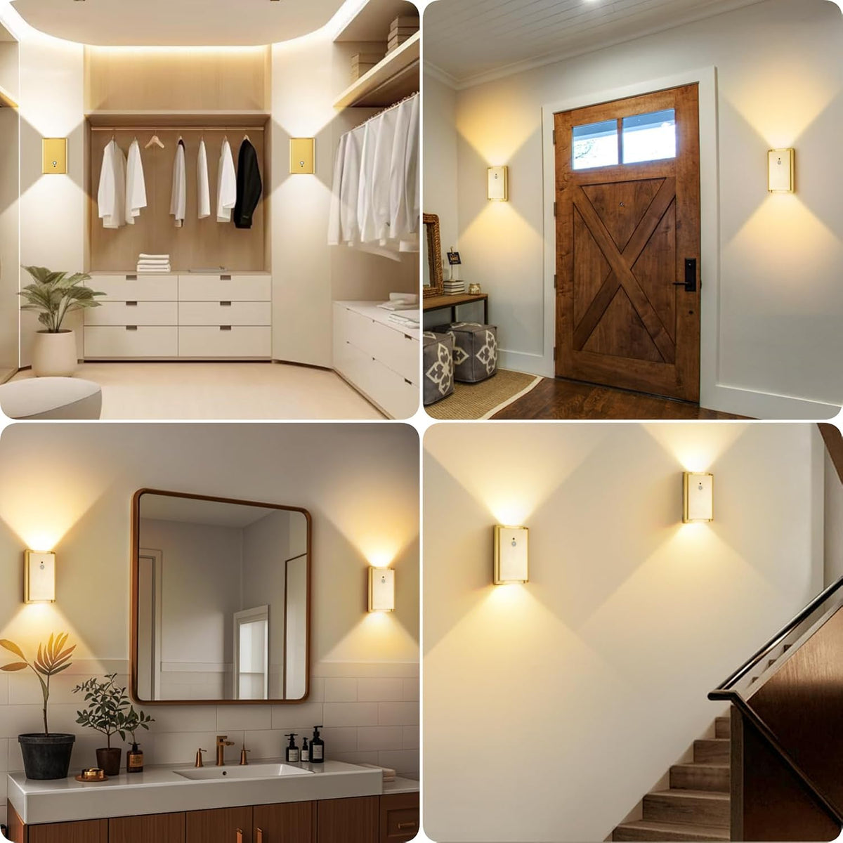 Eneru Motion Sensor Wall Sconce, Rechargeable Wireless Lights Indoor 2 Pack