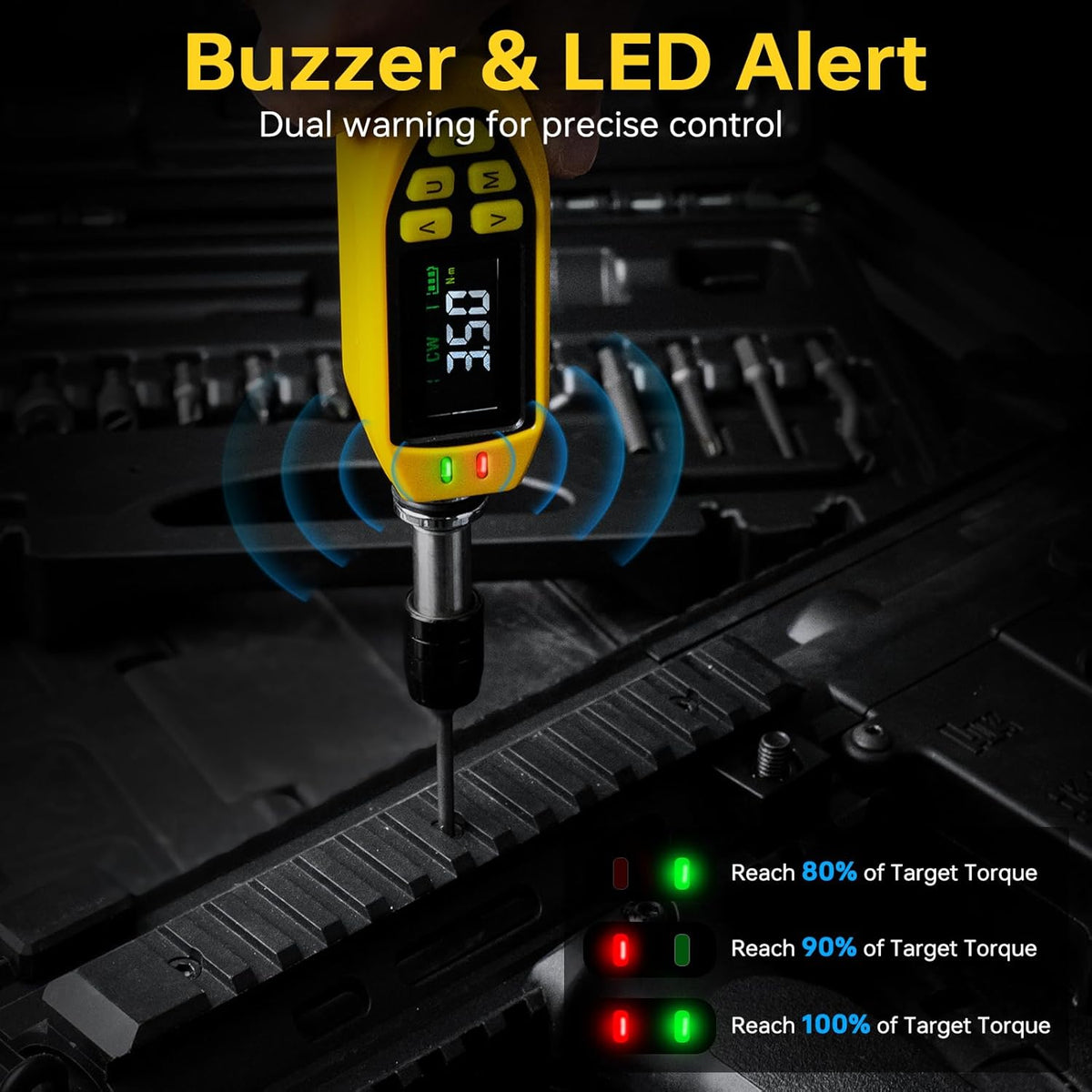 46-Pc Digital Torque Screwdriver, 3.5-70.8 in-lb, ±1% Precision Electronic Torque Screwdriver Set with Buzzer & LED, 1/4" Inch Pound Torque Driver with S2 Bits for Bike Repair & Scope Mounting