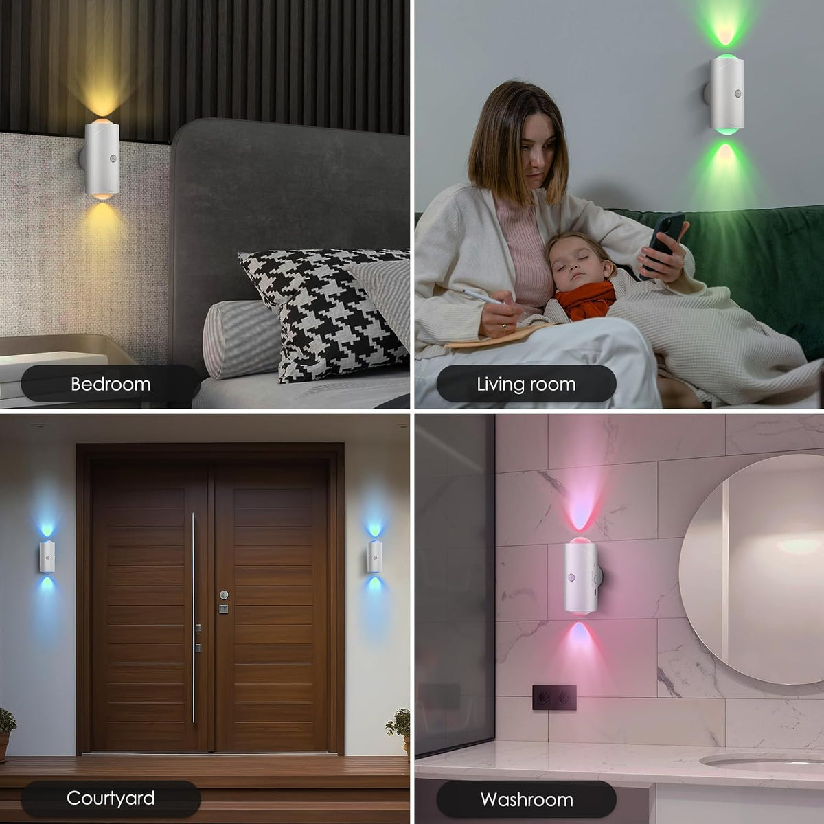 LED Motion Sensor Night Light, 7 Colors Rechargeable Battery Stair Light