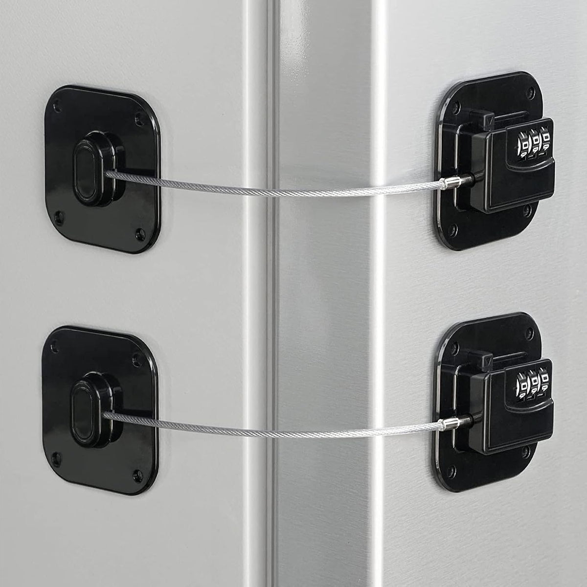 Refrigerator Lock, Heavy Duty Fridge Lock, Combination Lock for Refrigerator Cabinets, Drawers, Safety, Easy Install No Keys Needed (Grey-1Pack)